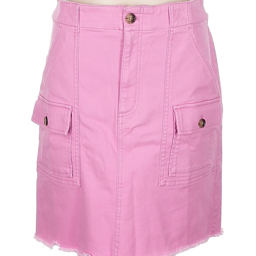 NWT! Ann Taylor Loft pink utility cargo frayed hem skirt - Picture 1 of 6